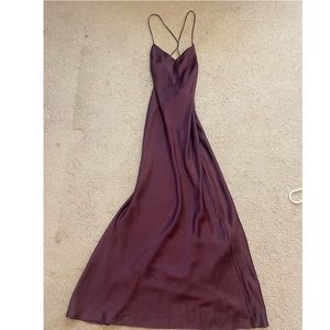 ZARA satin maxi dress in deep purple